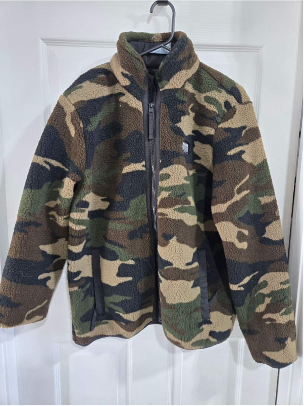 Men's Hollister Camo Fleece Jacket Size S Green Brown